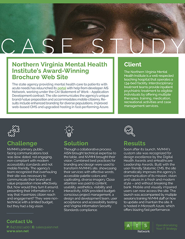Northern Virginia Mental Health Institute's Award-Wining Brochure Web Site 