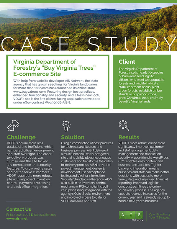 Virginia Department of Forestry's "Buy Virginia Trees" E-commerce Site 