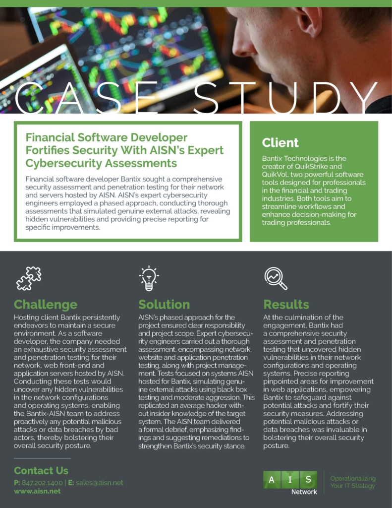 Financial Software Developer Fortifies Security With AISN's Expert Cybersecurity Assessments