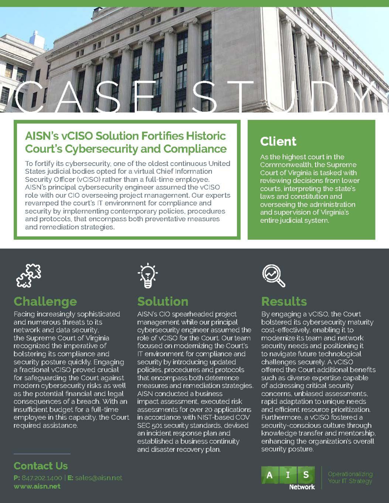 AISN's vCISO Solution Fortifies Historic Court's Cybersecurity and Compliance.