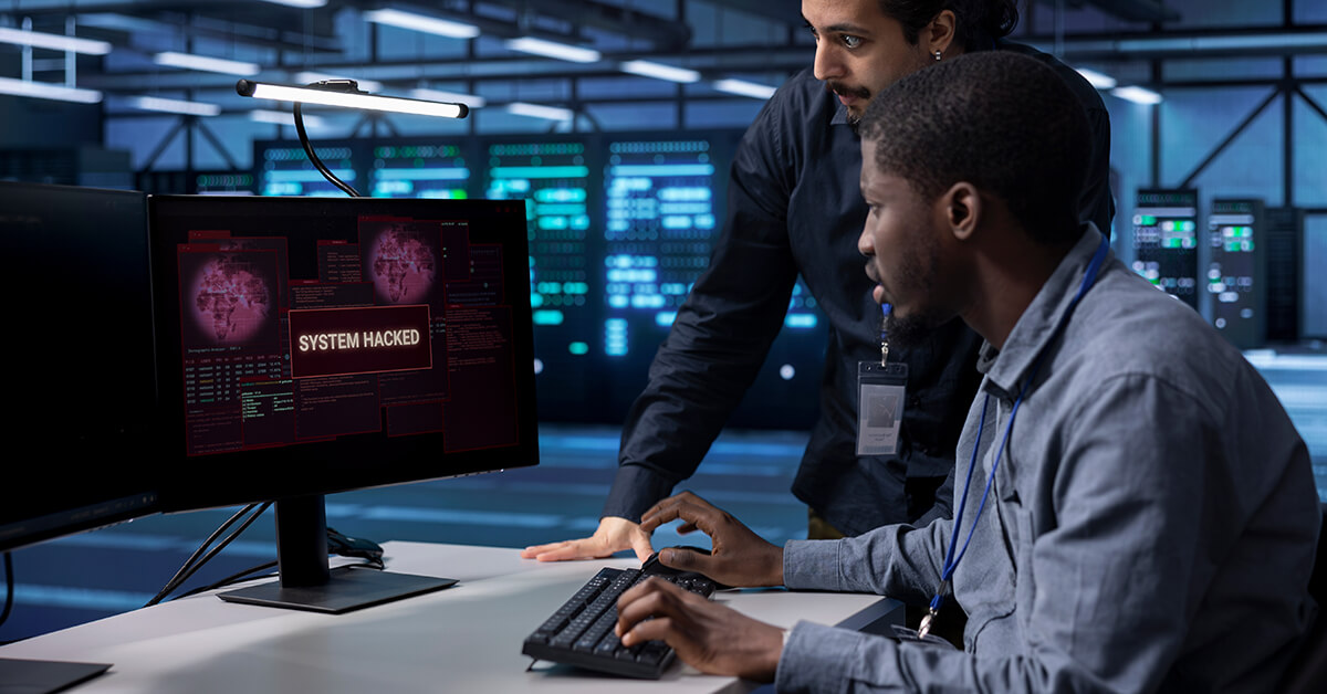 Cybersecurity professionals investigating a security incident and responding to suspicious system activity.