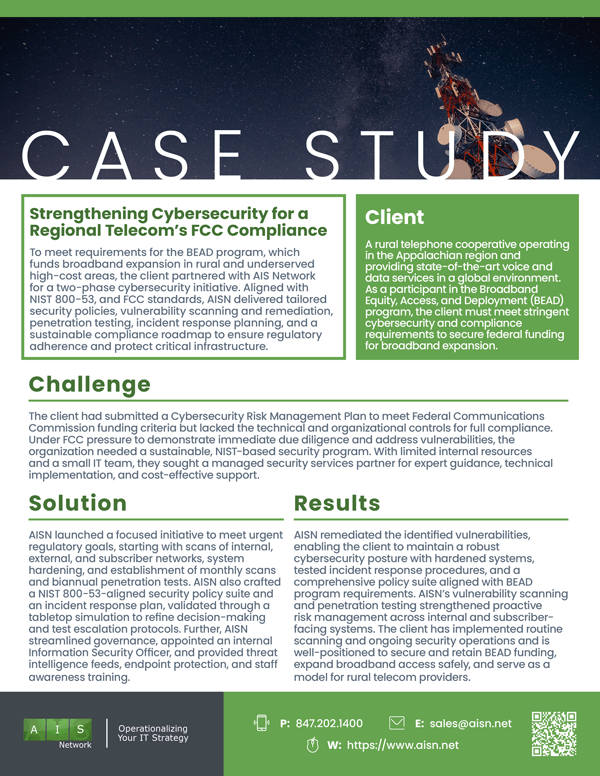 Strengthening Cybersecurity for a Regional Telecom’s FCC Compliance
